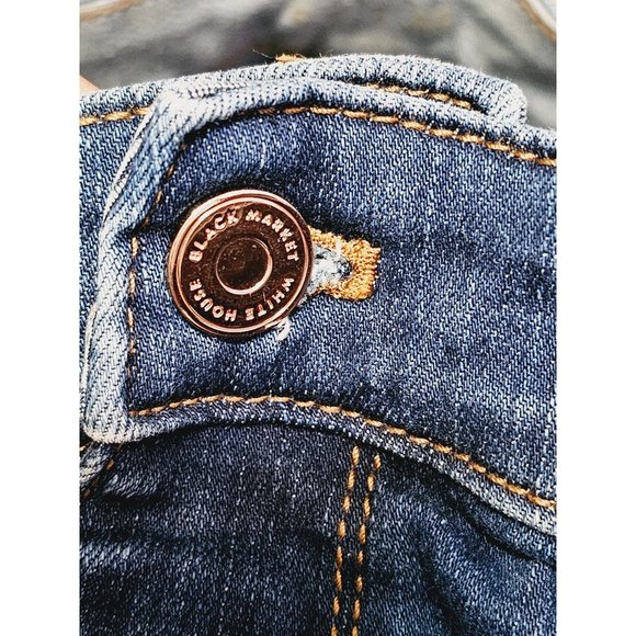 White House Black Market Slim Ankle Studded Jeans Size 10 Mid Wash - Picture 9 of 14